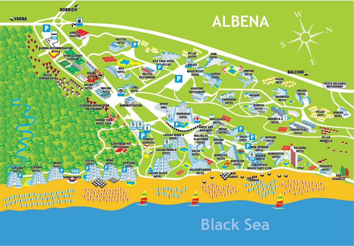 mappa di albena, Bulgaria