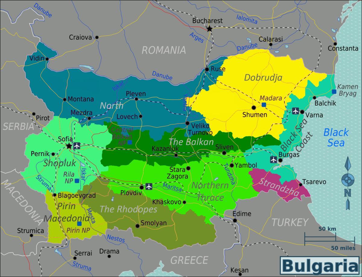 mappa di Bulgaria aeroporti
