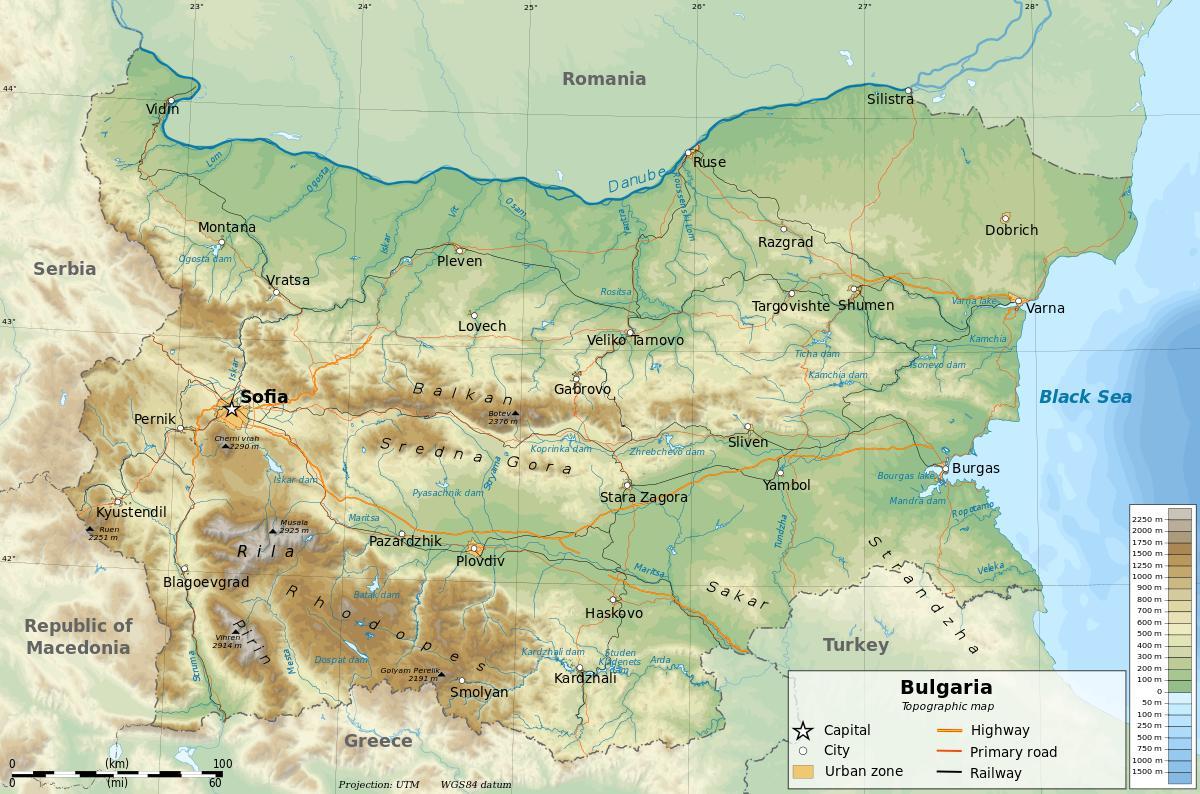 mappa di Bulgaria geografia