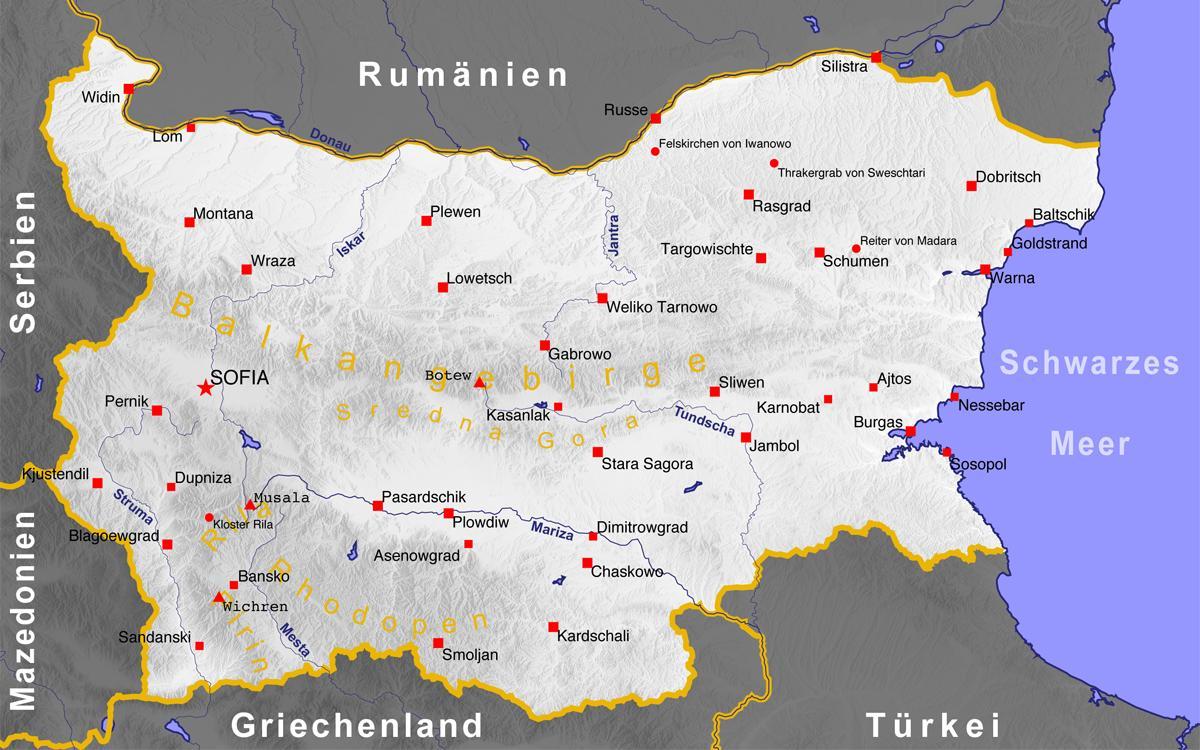 Bulgaria città la mappa