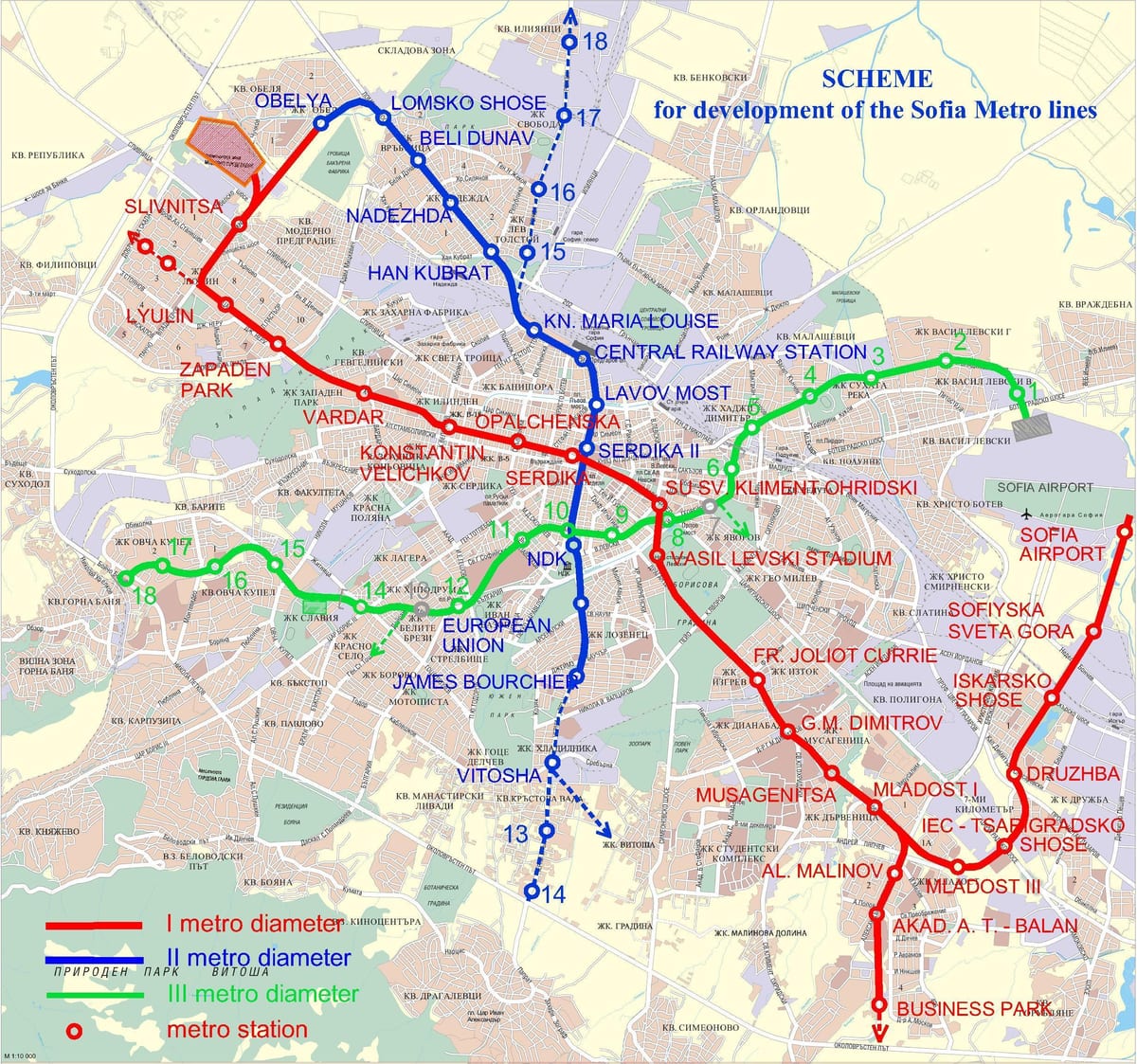 mappa di Bulgaria e della metropolitana