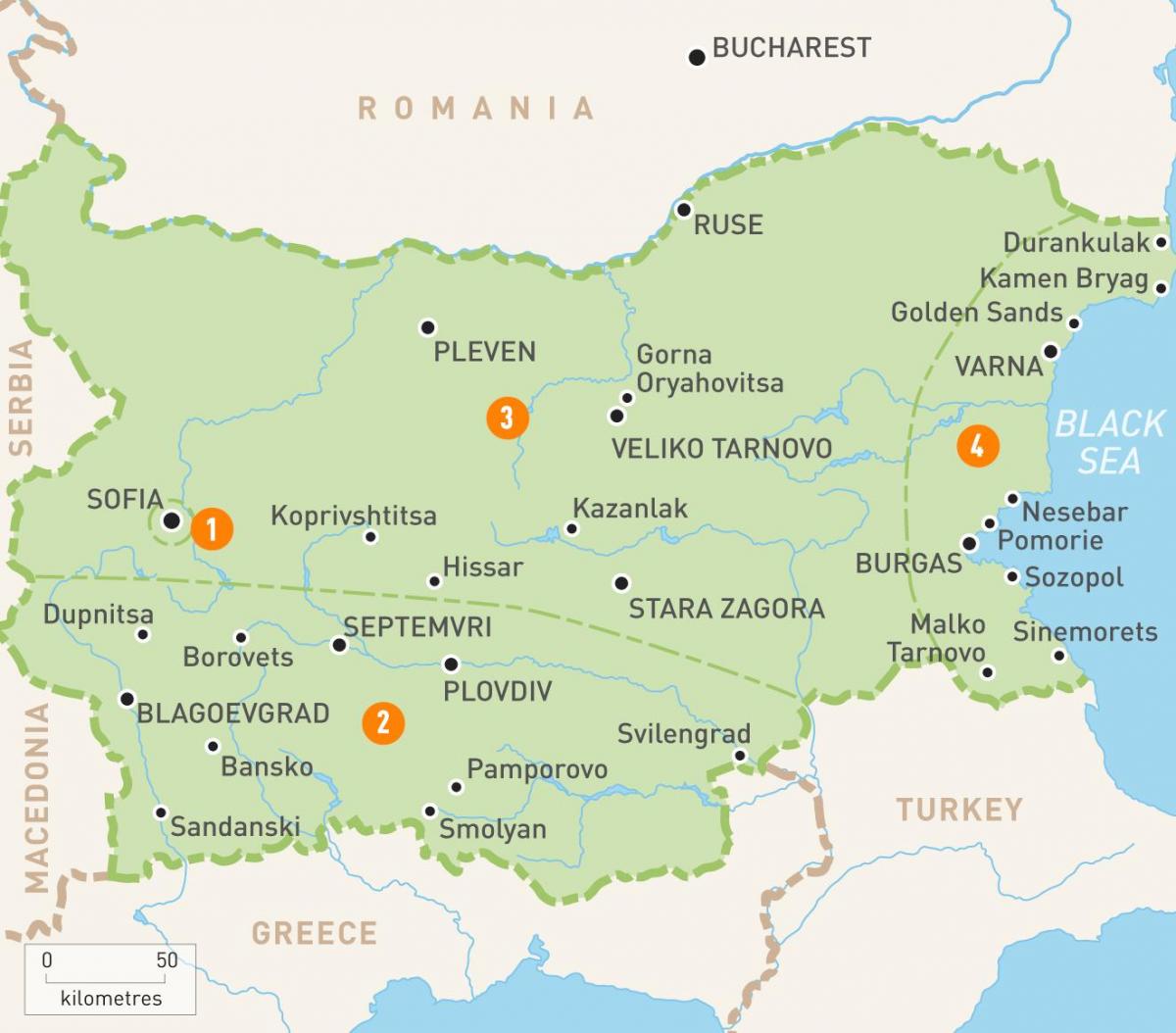 Bulgaria regioni mappa