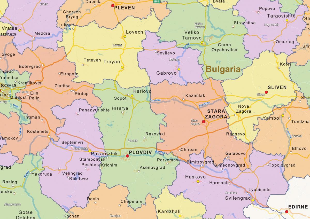 mappa di Bulgaria politico