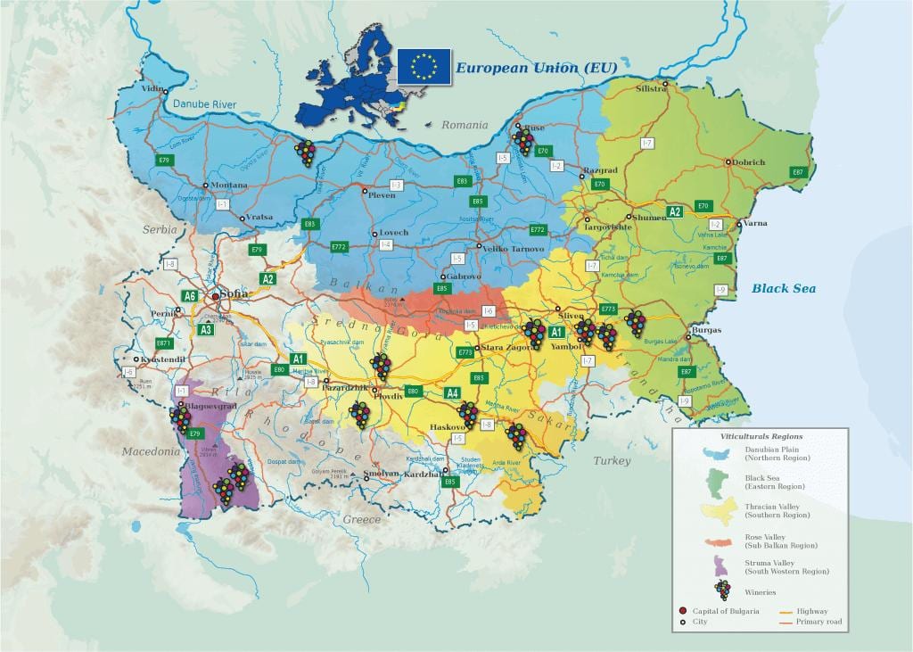 mappa di vino bulgaro