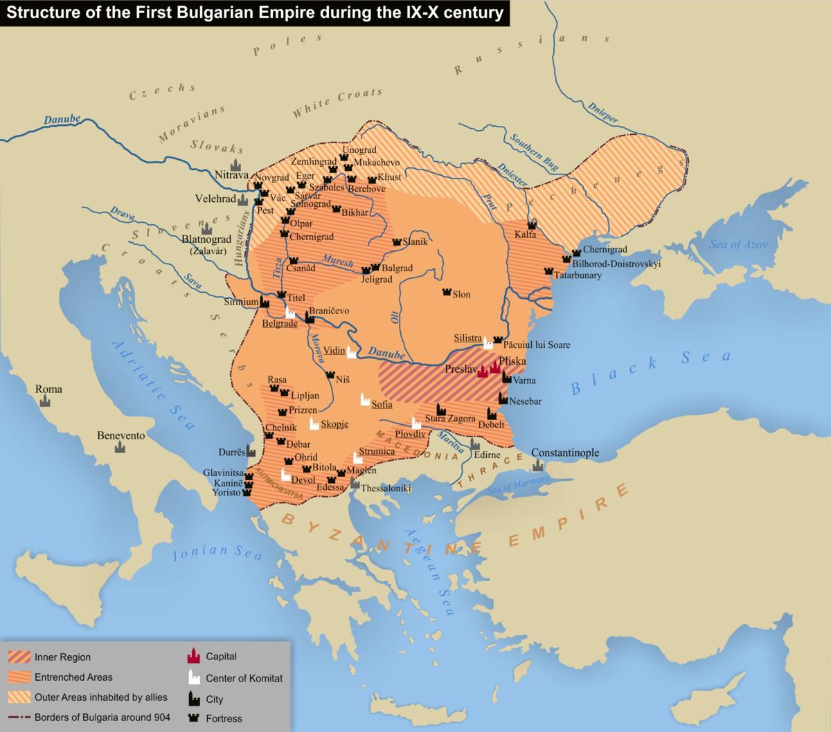 mappa dell'impero bulgaro