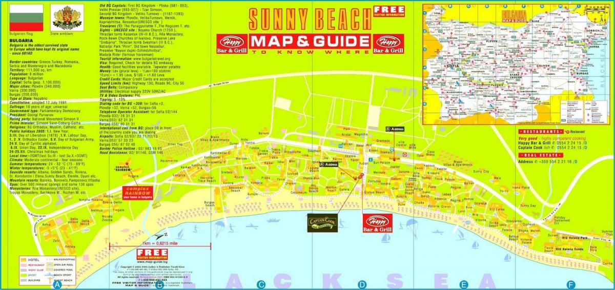 mappa turistica di sunny beach, Bulgaria