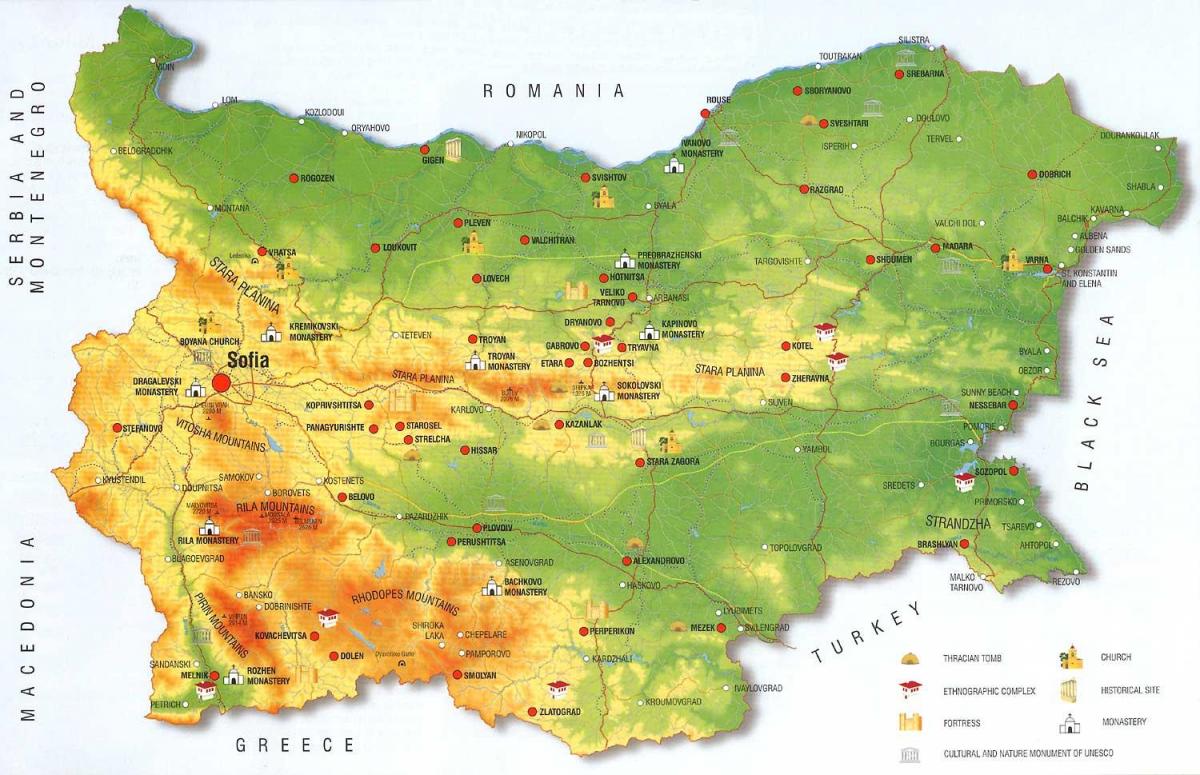 Montagne bulgare mappa