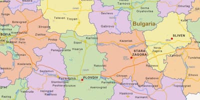 Mappa di Bulgaria politico